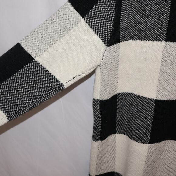 Nicole Alexander Sz M Sweater Jacket, Black White Tunic Snap closure Buttons - Picture 10 of 16